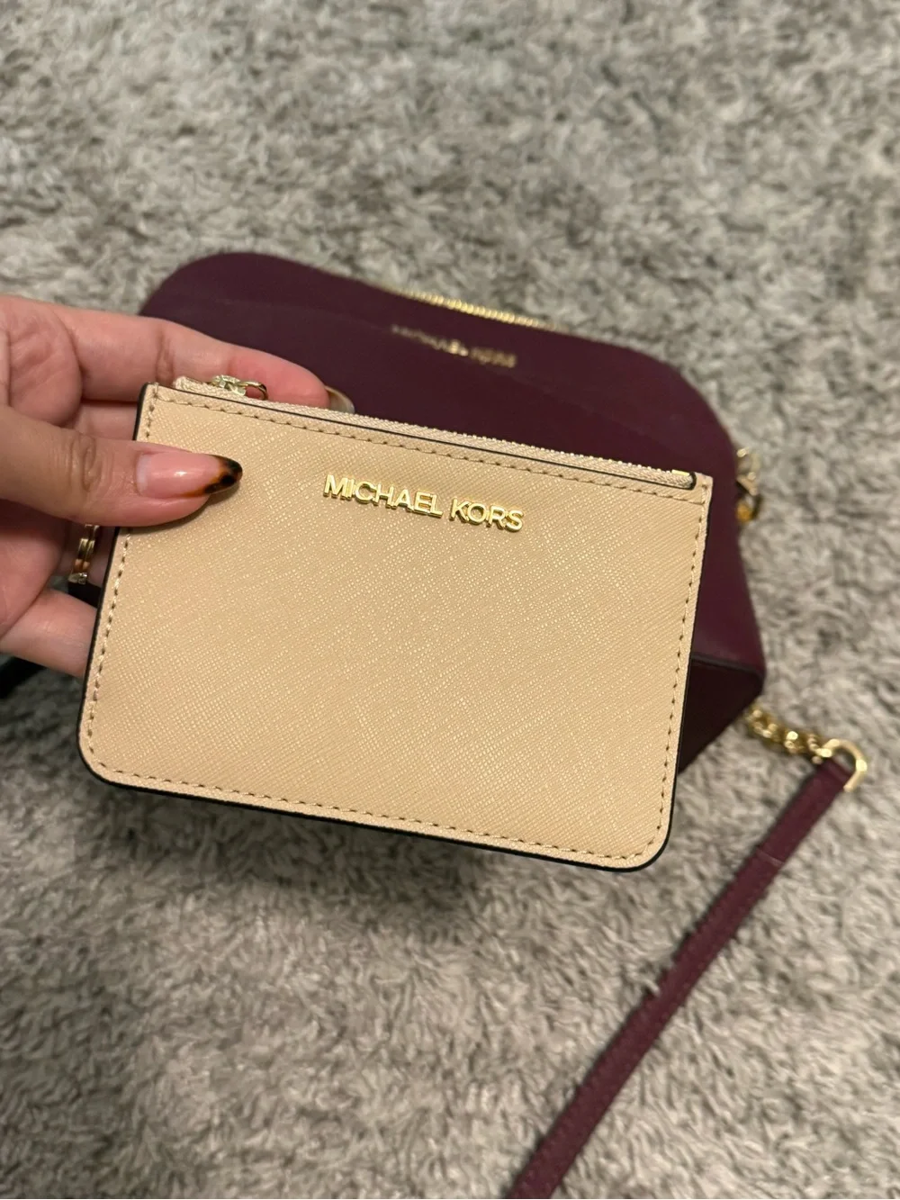 Michael Kors Plum Saffiano Leather Crossbody with Gold Hardware